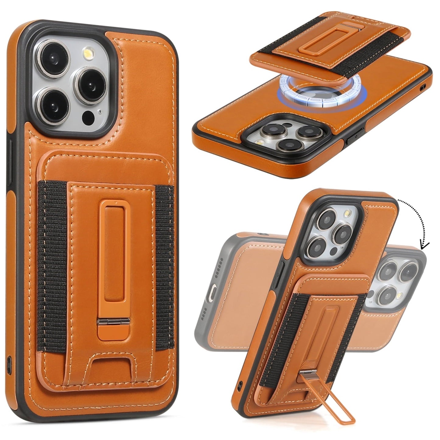 Leather Case with Magnetic, Detachable Card Holder