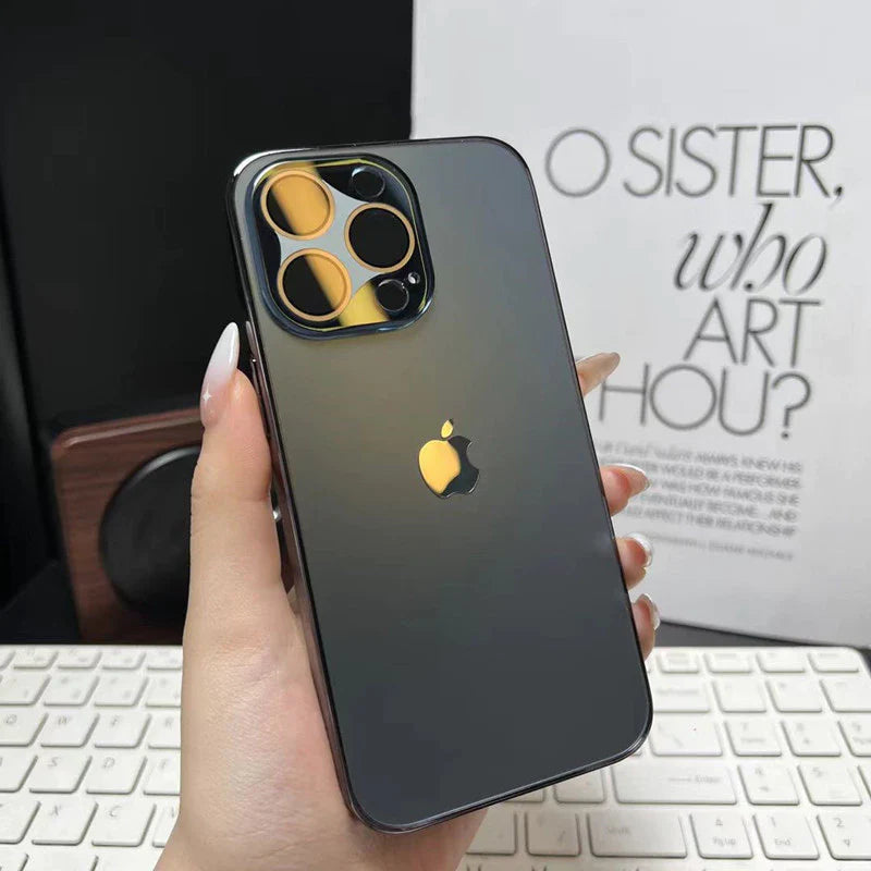 ELECTROPLATED MATTE ACRYLIC LENS DESIGN TEMPERED GLASS FOR IPHONE 16 15 14