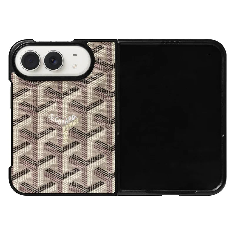 Luxury GYD Monogram Case Logo Beige for iPhone Duo