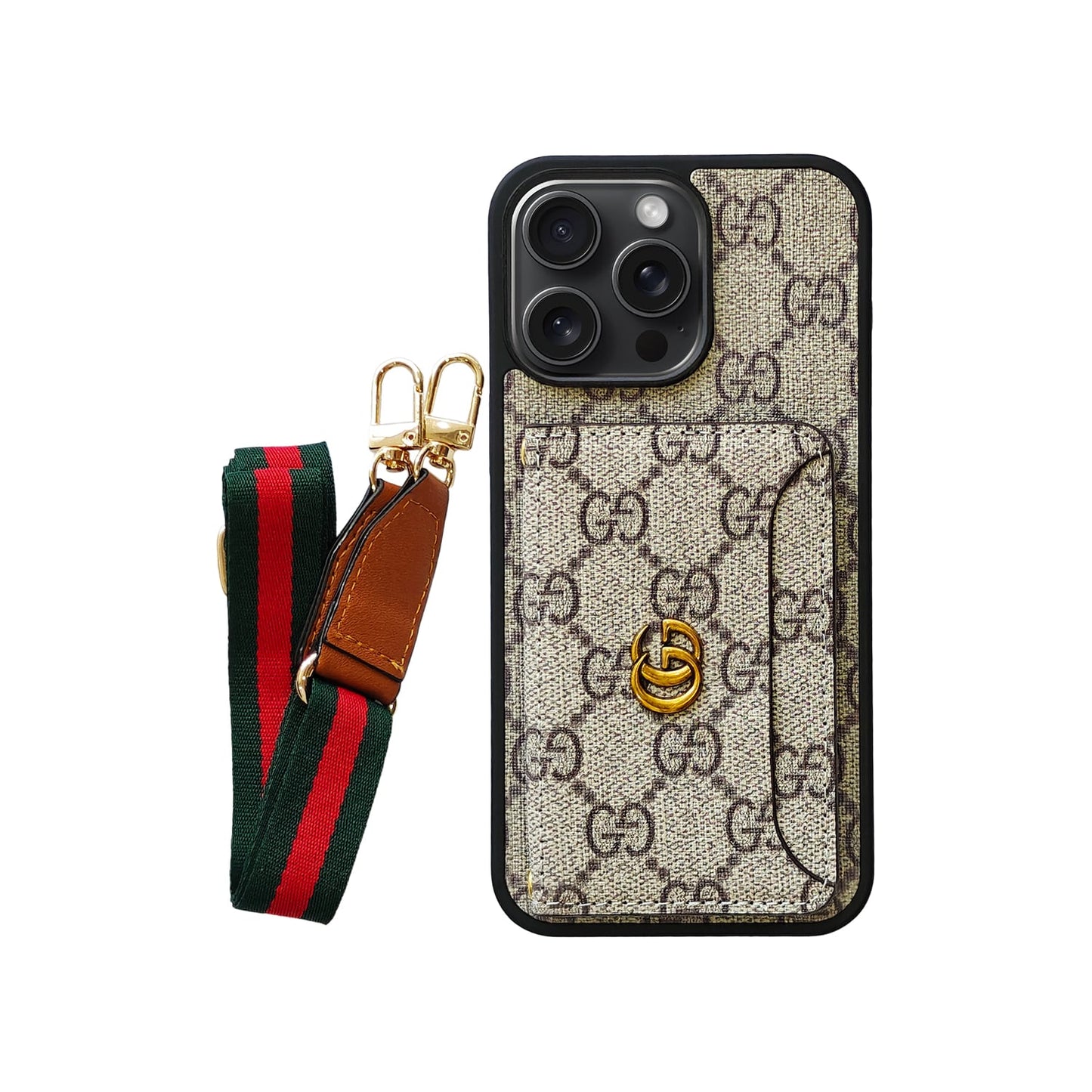 Monogram Phone Case with Strap For iPhone 12-17