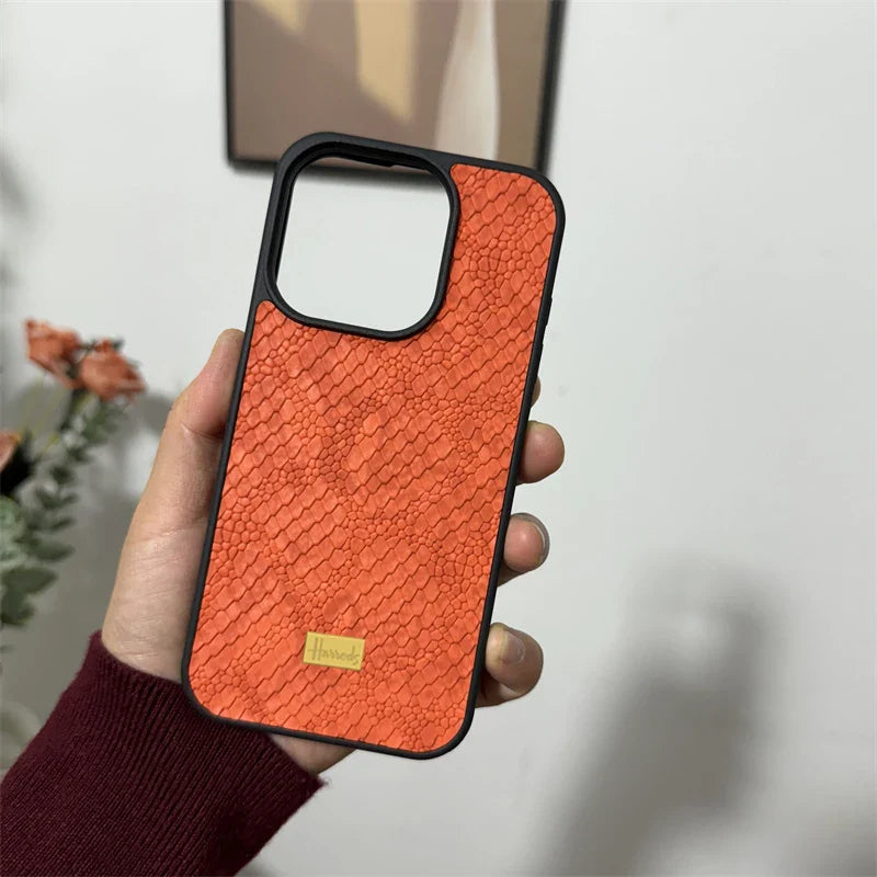 Luxury relief Snakeskin pattern leather Retro Case for iPhone 16 15 14