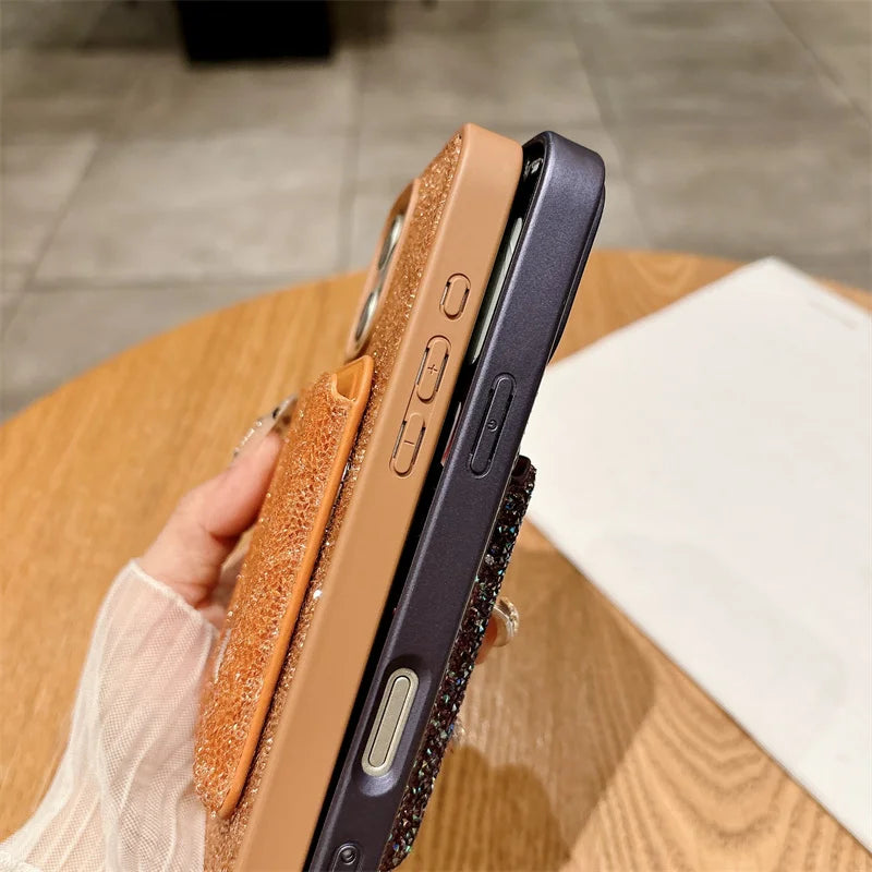 Luxury Diamond Wallet Phone Case For iPhone 16 15 14