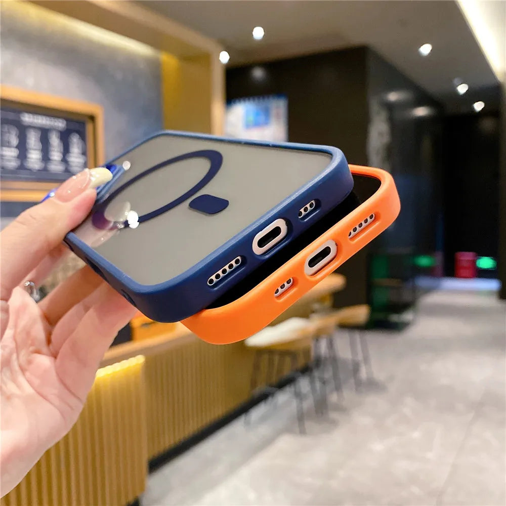 ACRYLIC HARD HEAVY-DUTY MAGNETIC TRANSPARENT CASE FOR IPHONE 16 15 14