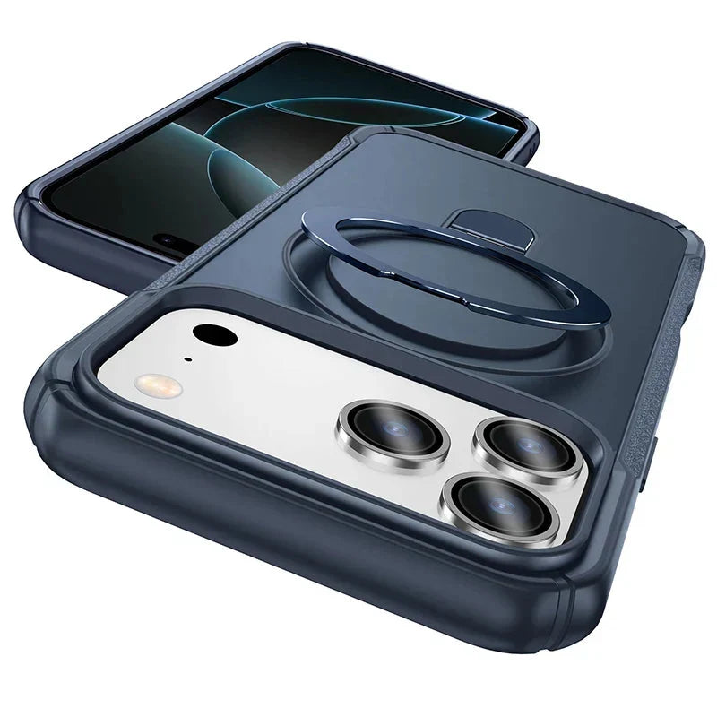 Metal Ring Stand Magnetic Case Wireless Charger Cover Funds For Magsafe IPhone 17/ 16 /15 14 THEROXYMOB
