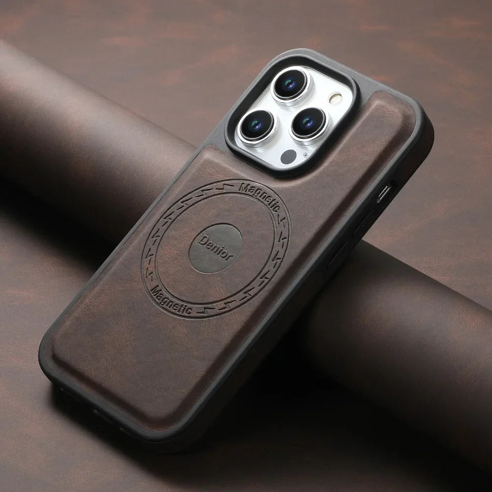 Leather Cover Magnetic for Magsafe Anti-knock for iPhone 16 15 14