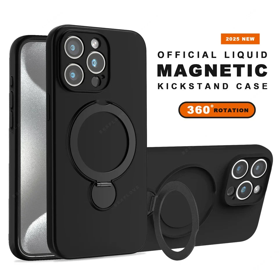 Liquid Silicone Magnetic Charge Holder Protector Soft Cover For iPhone 16 15 14