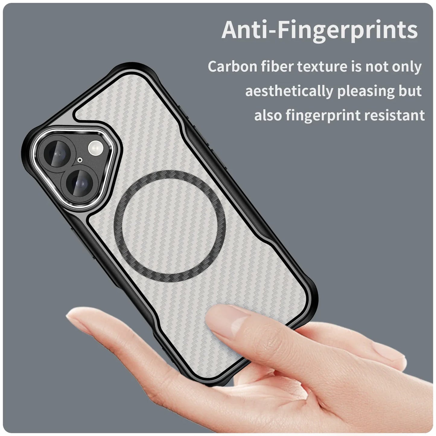 MAGNETIC CARBON FIBER PATTERN CASE SHOCKPROOF FOR IPHONE 16 15 14