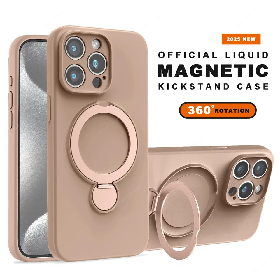 Liquid Silicone Magnetic Charge Holder Protector Soft Cover For iPhone 16 15 14