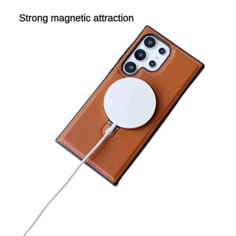 Leather Plastic Protective Case with Stand for Samsung S24 / S23 theroxymob