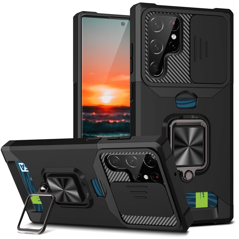 Armor Case With Card Solt for Samsung Galaxy S 25 S24 S23 Luxury_Covers