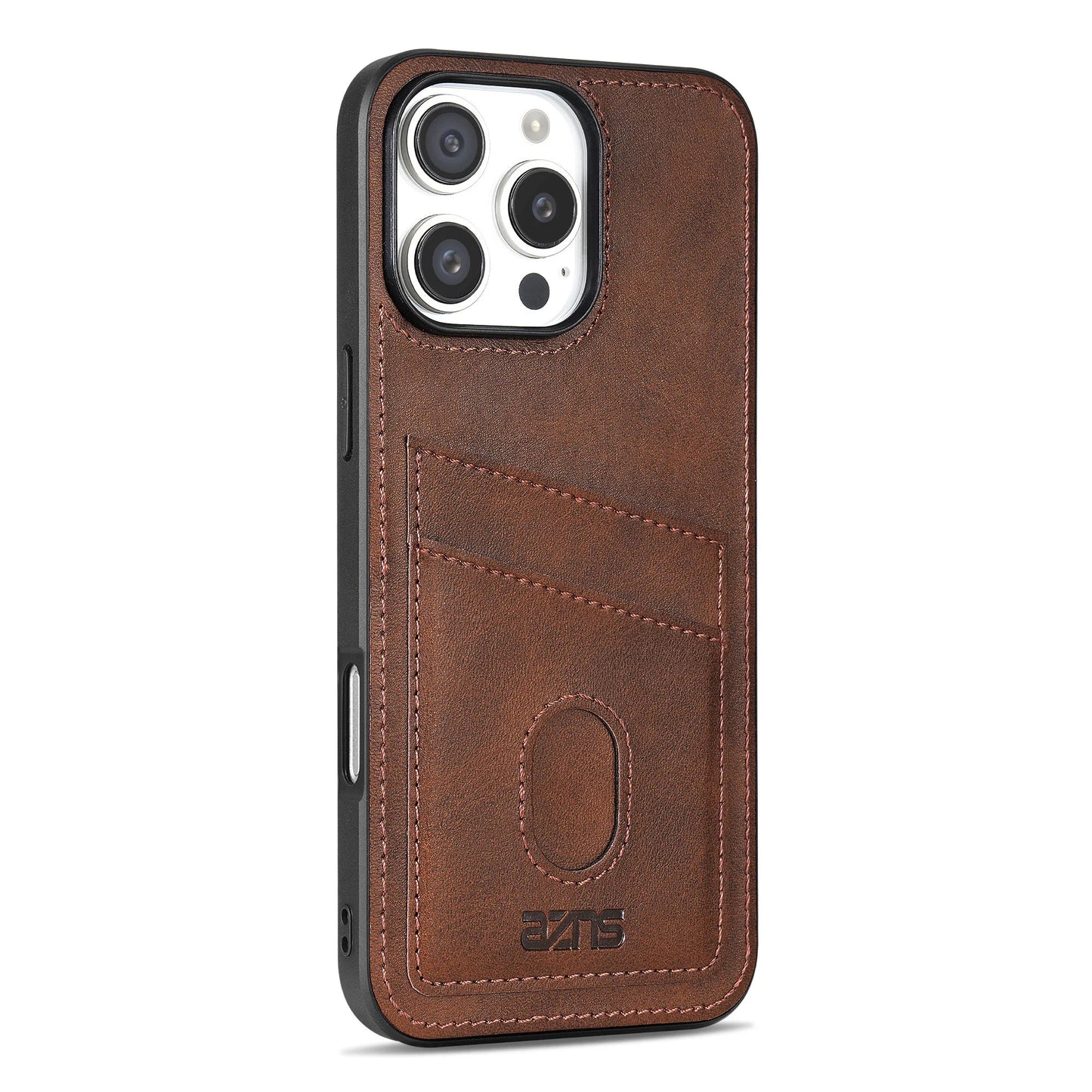 New Retro Leather Back Cards Case For iPhone 16 15 14