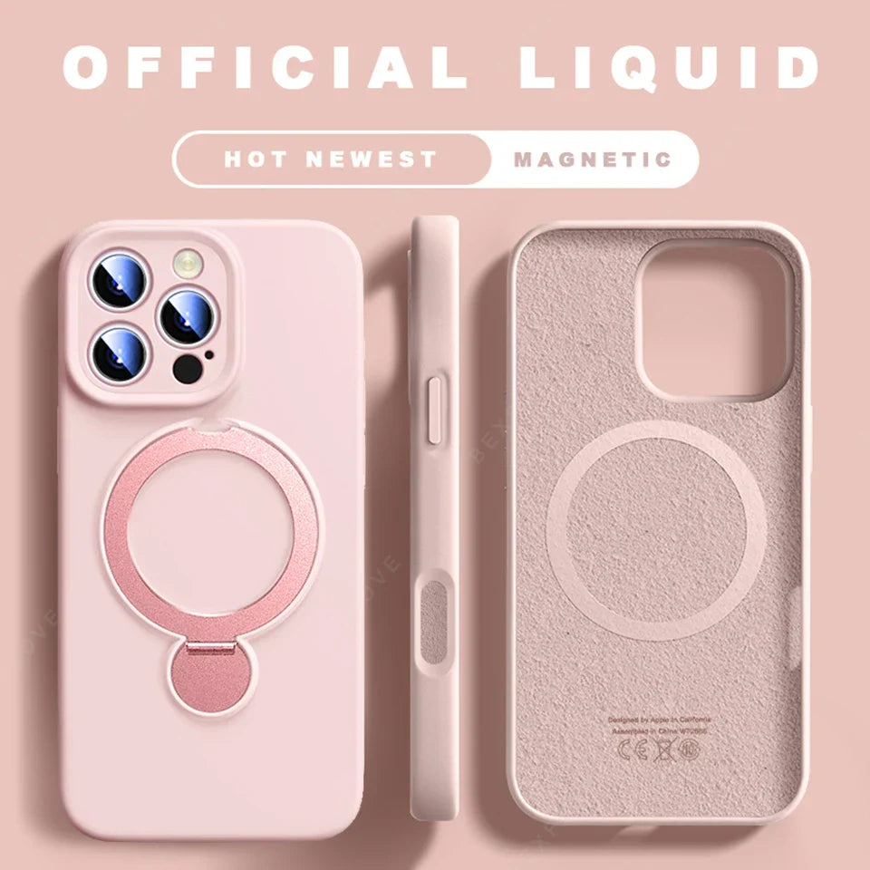 Liquid Silicone Magnetic Charge Holder Protector Soft Cover For iPhone 16 15 14