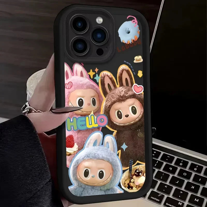 Lovely Labubu Macaroon Phone Case For iPhone 16 15 14
