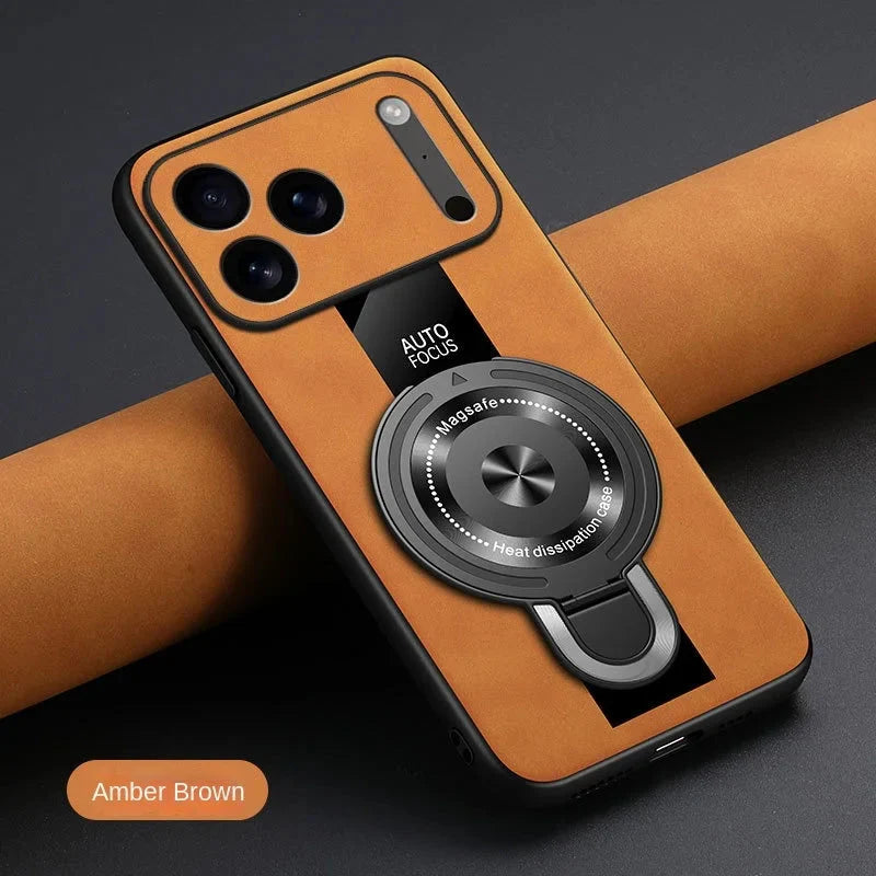 Matte Fiber For Magsafe Case Magnetic Ring Stand Shockproof Cover For iPhone 17 /16 /15 /14 THEROXYMOB