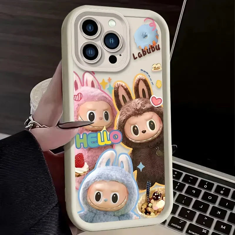 Lovely Labubu Macaroon Phone Case For iPhone 16 15 14