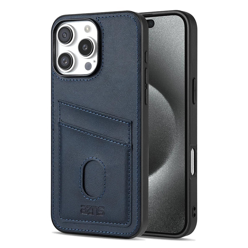 New Retro Leather Back Cards Case For iPhone 16 15 14