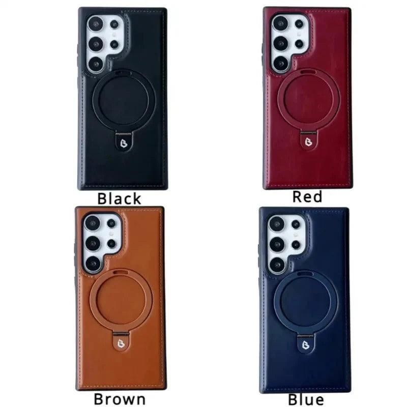Leather Plastic Protective Case with Stand for Samsung S24 / S23 theroxymob