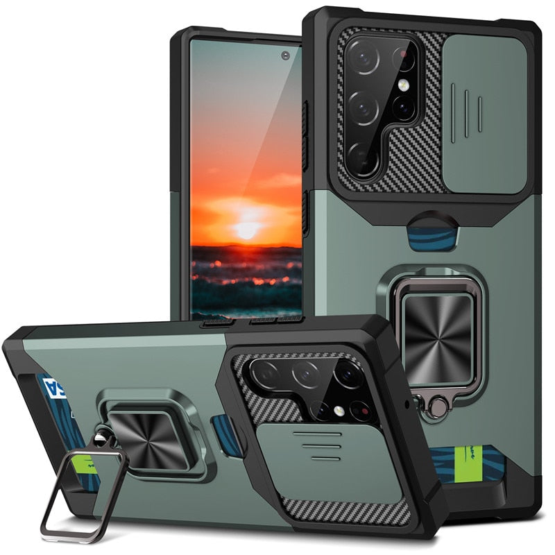 Armor Case With Card Solt for Samsung Galaxy S 25 S24 S23 Luxury_Covers