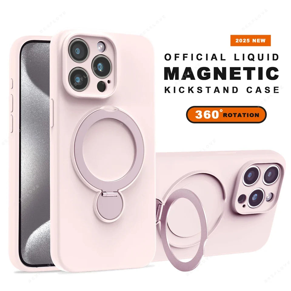 Liquid Silicone Magnetic Charge Holder Protector Soft Cover For iPhone 16 15 14