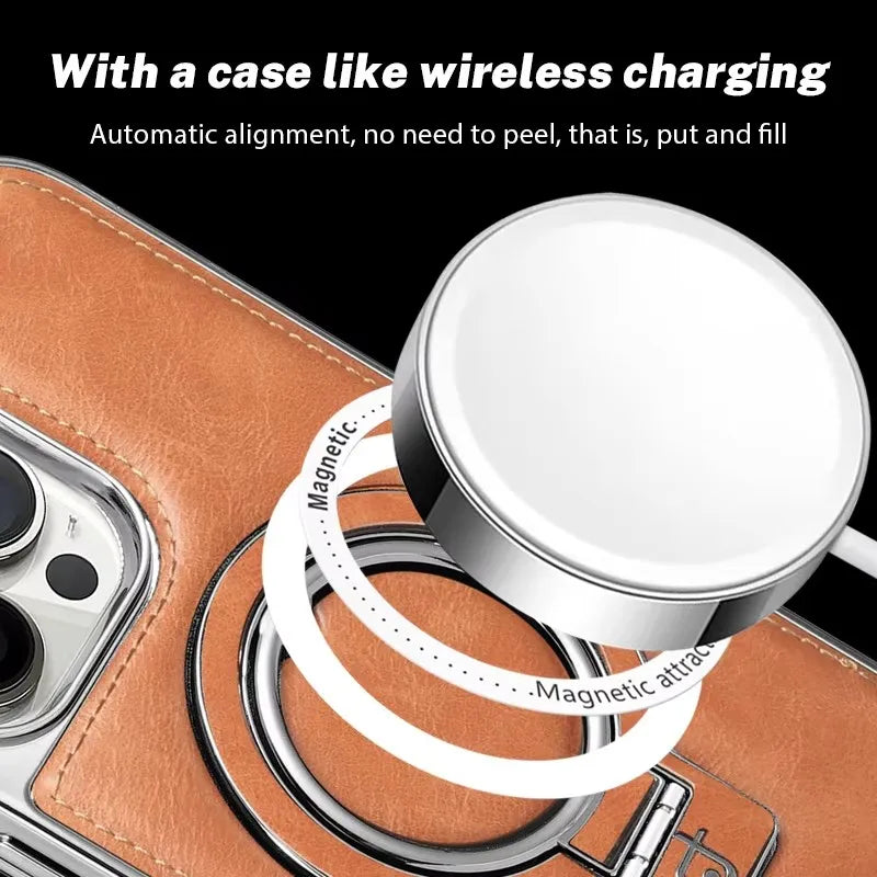 Luxury PU Leather Magsafe Stand Phone Case For iPhone 16 15 14