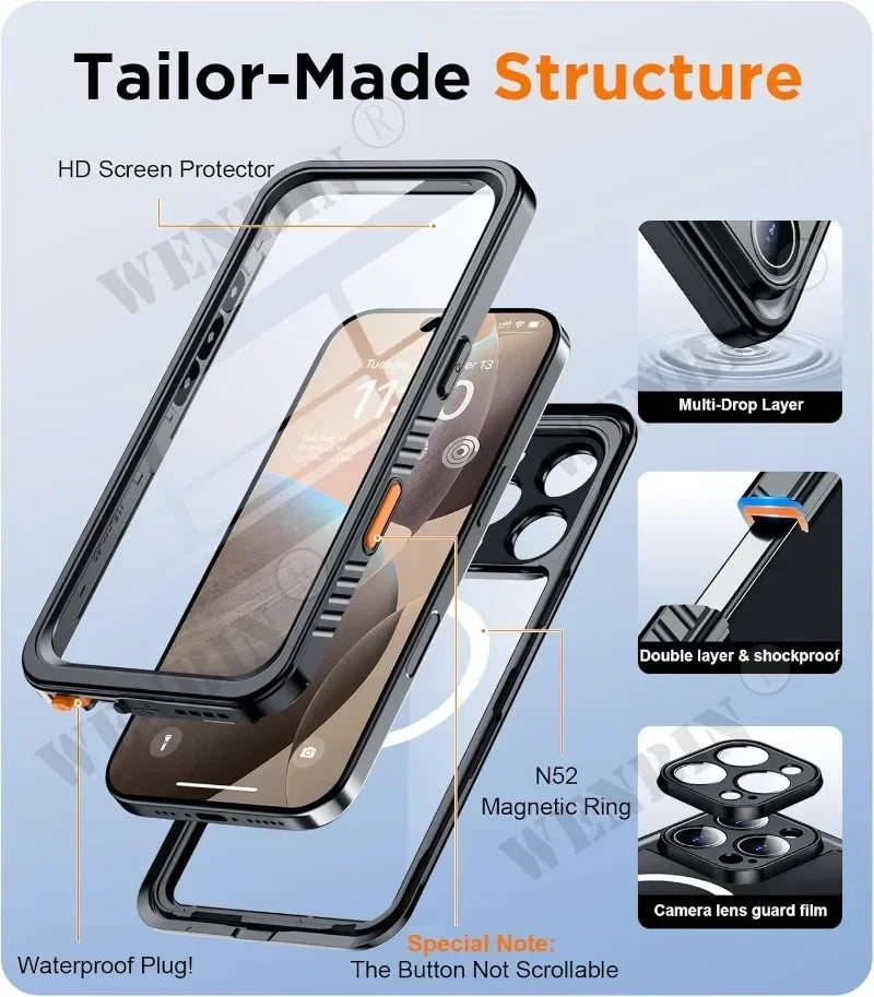 IP68 Waterproof Case For iPhone 16 15 14