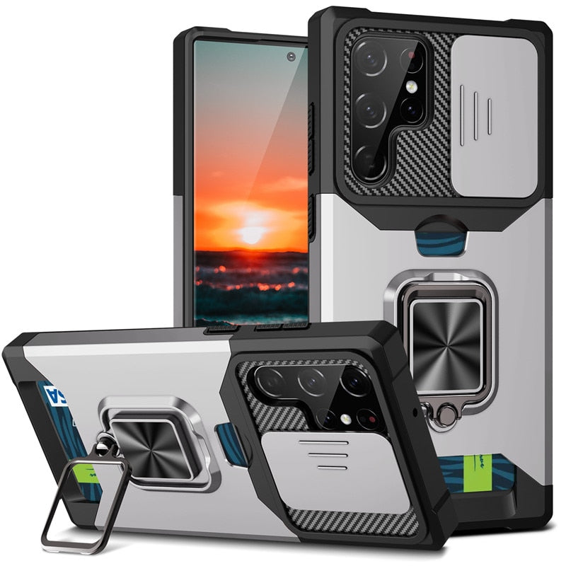 Armor Case With Card Solt for Samsung Galaxy S 25 S24 S23 Luxury_Covers