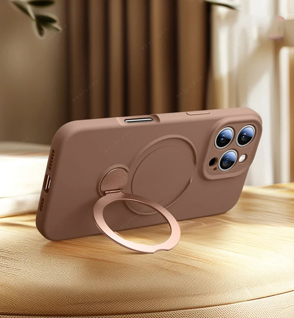 Liquid Silicone Magnetic Charge Holder Protector Soft Cover For iPhone 16 15 14
