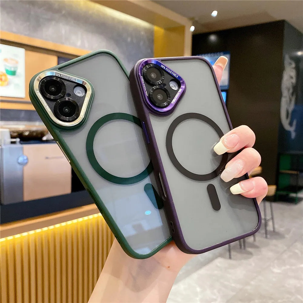 ACRYLIC HARD HEAVY-DUTY MAGNETIC TRANSPARENT CASE FOR IPHONE 16 15 14