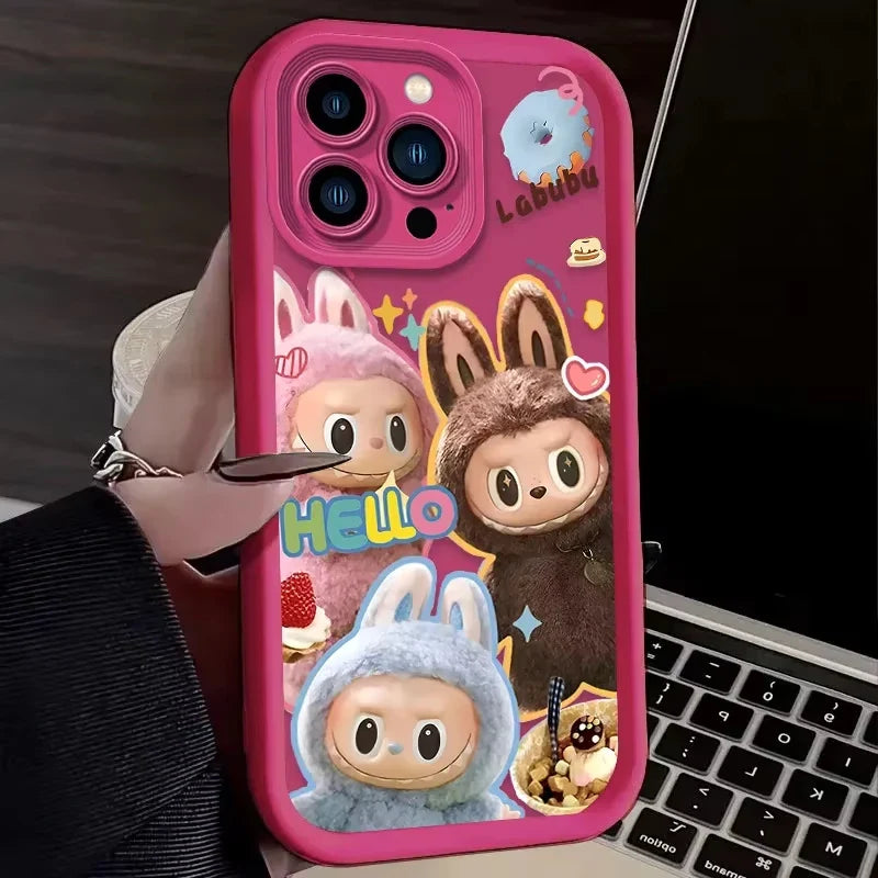 Lovely Labubu Macaroon Phone Case For iPhone 16 15 14