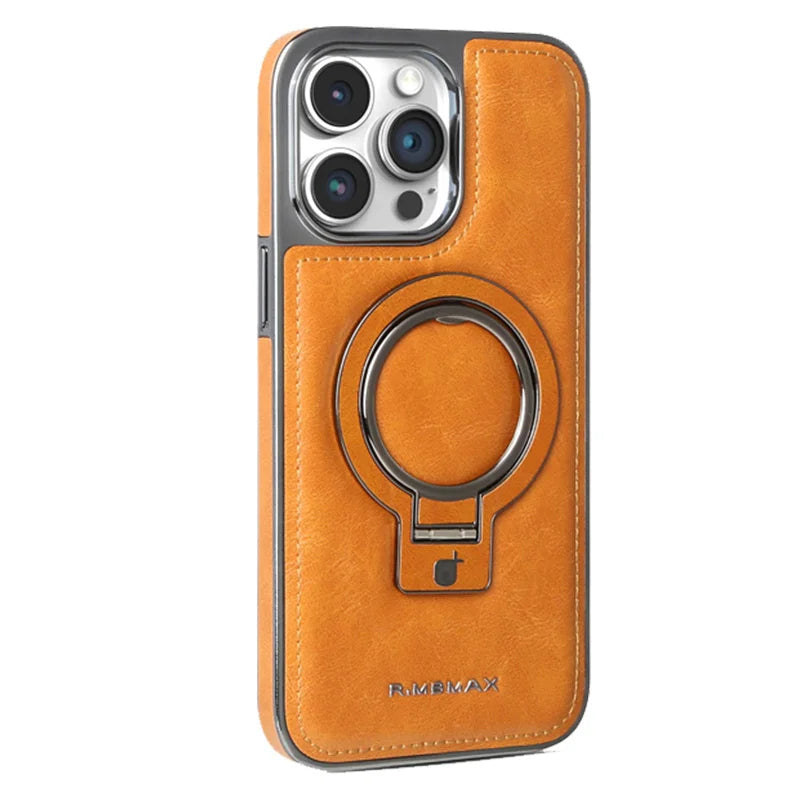 Luxury PU Leather Magsafe Stand Phone Case For iPhone 16 15 14