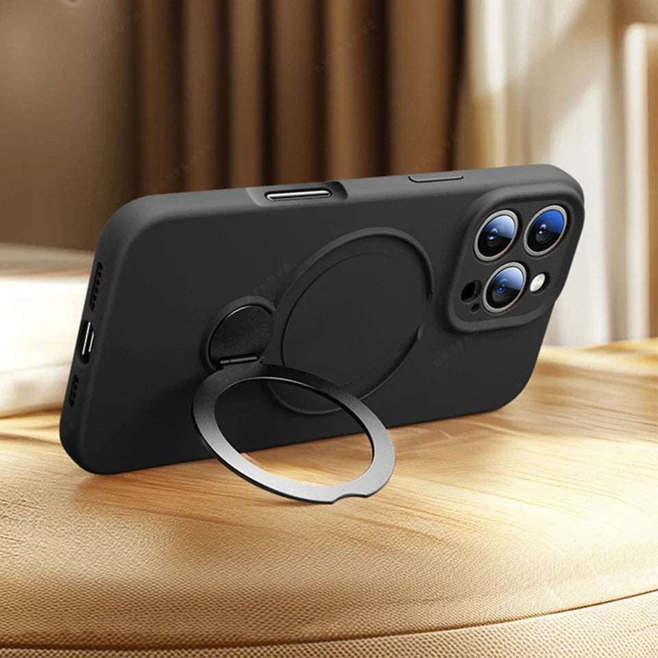 Liquid Silicone Magnetic Charge Holder Protector Soft Cover For iPhone 16 15 14