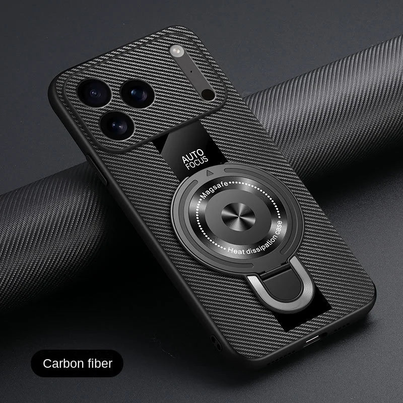 Matte Fiber For Magsafe Case Magnetic Ring Stand Shockproof Cover For iPhone 17 /16 /15 /14 THEROXYMOB