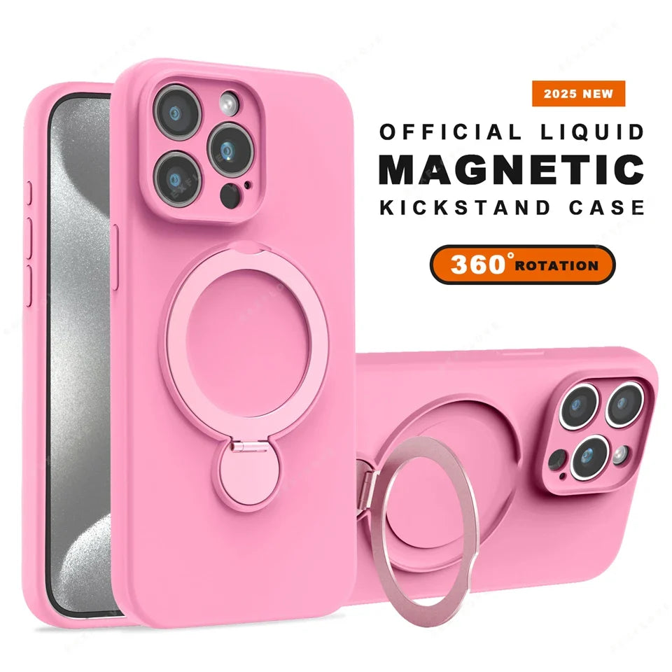 Liquid Silicone Magnetic Charge Holder Protector Soft Cover For iPhone 16 15 14