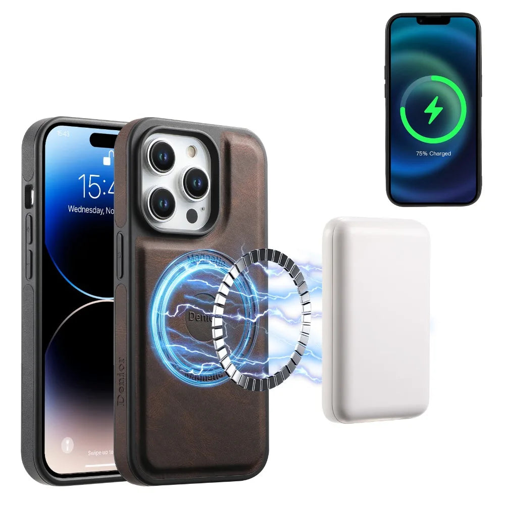 Leather Cover Magnetic for Magsafe Anti-knock for iPhone 16 15 14