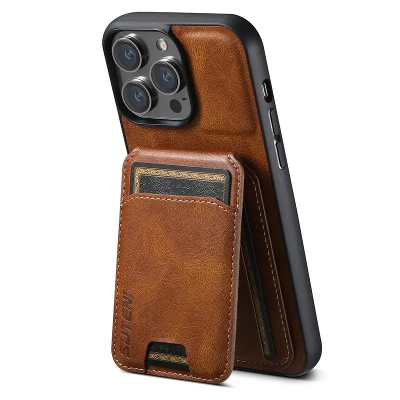 Luxury Case Card Holder Leather Magnetic Pocket Cover For iPhone 16 15 14