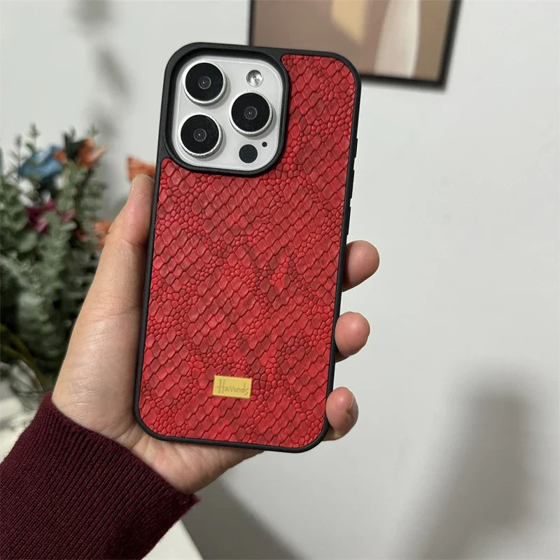 Luxury relief Snakeskin pattern leather Retro Case for iPhone 16 15 14