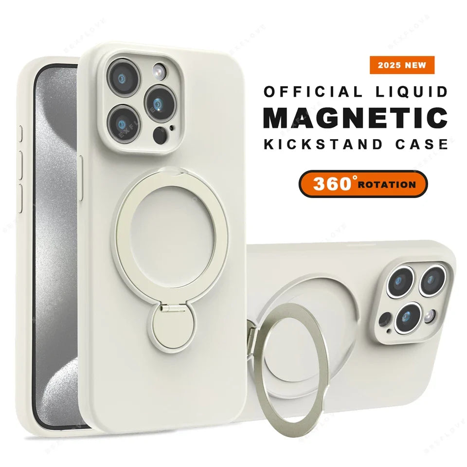 Liquid Silicone Magnetic Charge Holder Protector Soft Cover For iPhone 16 15 14