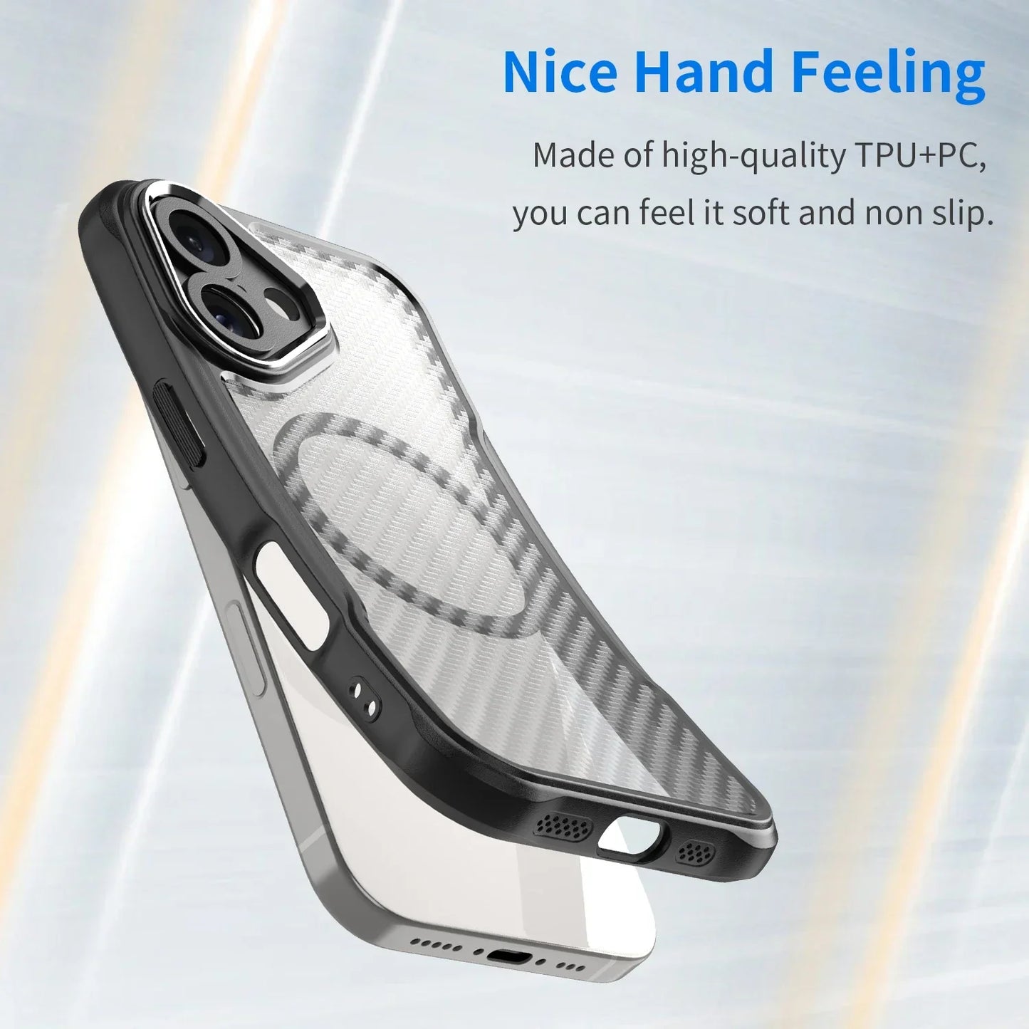 MAGNETIC CARBON FIBER PATTERN CASE SHOCKPROOF FOR IPHONE 16 15 14