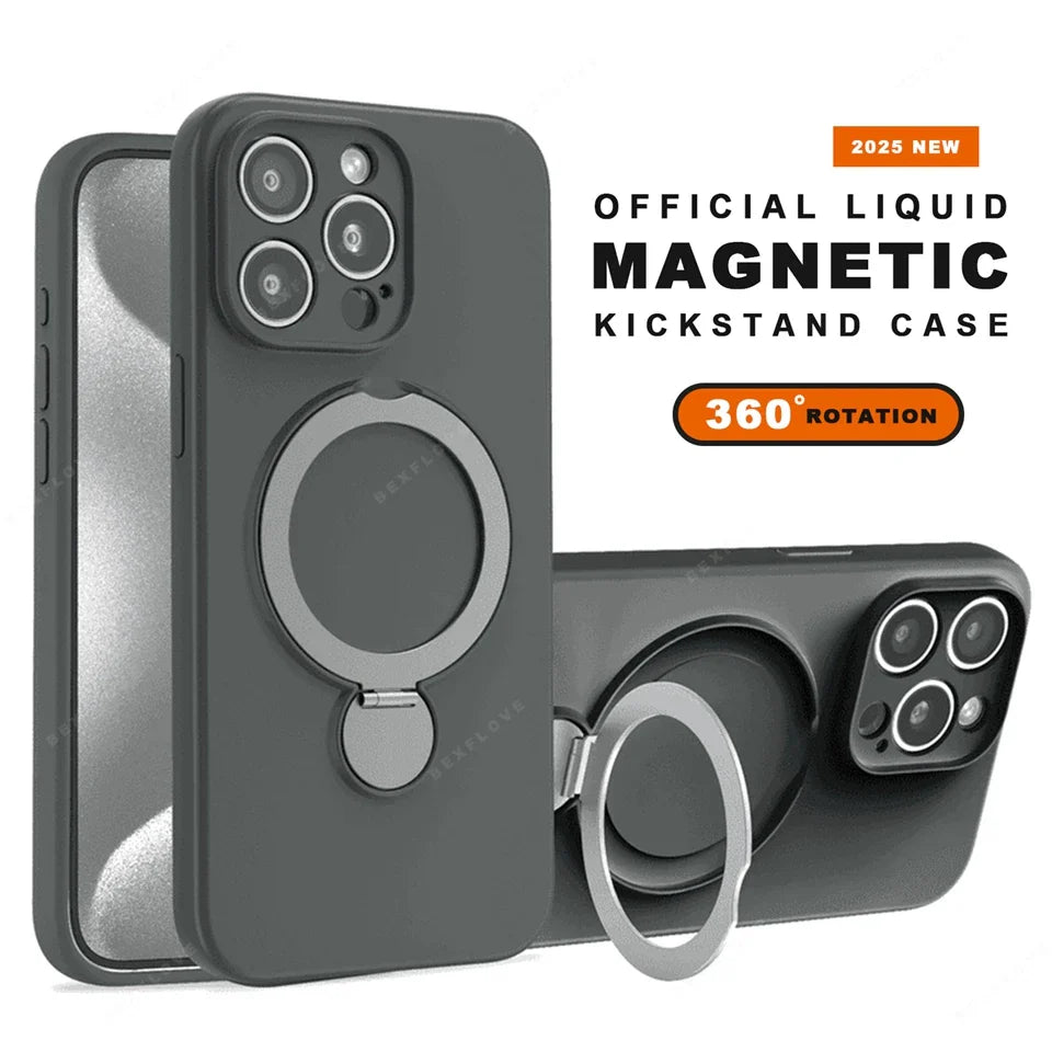 Liquid Silicone Magnetic Charge Holder Protector Soft Cover For iPhone 16 15 14