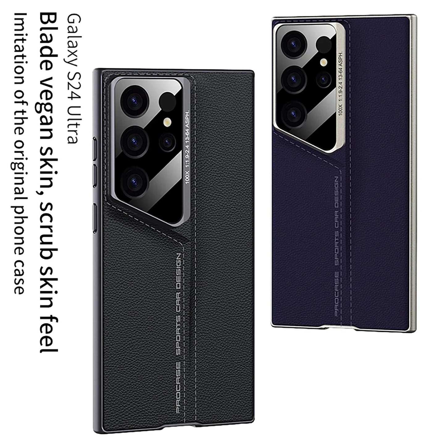 Luxury Plain Leather Case Lens Protection For Samsung Galaxy S25 S24 S23 THEROXYMOB
