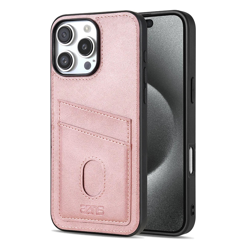 New Retro Leather Back Cards Case For iPhone 16 15 14