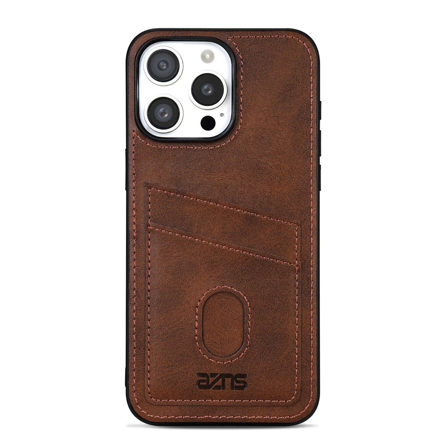 New Retro Leather Back Cards Case For iPhone 16 15 14