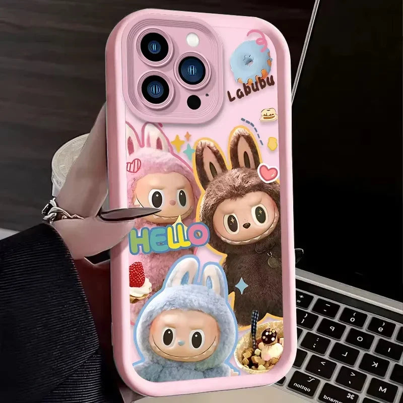 Lovely Labubu Macaroon Phone Case For iPhone 16 15 14