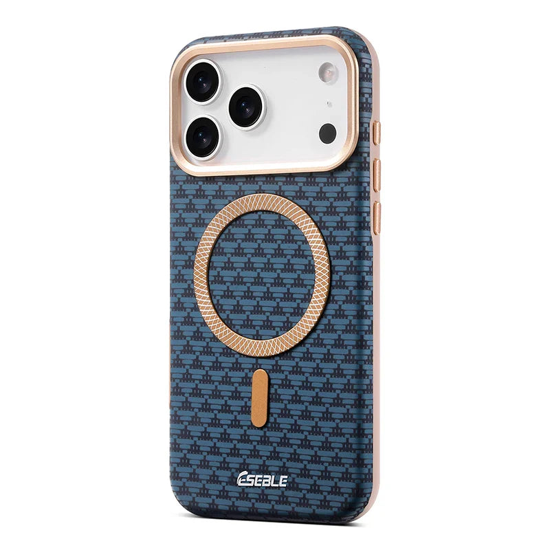 Premium Triangle Pattern Leather Magnetic Case For iPhone 17 16 15 14