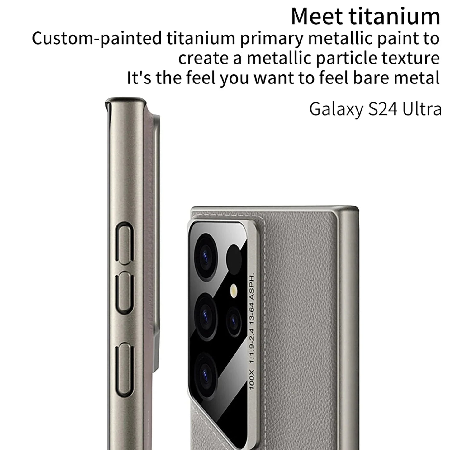 Luxury Plain Leather Case Lens Protection For Samsung Galaxy S25 S24 S23 THEROXYMOB
