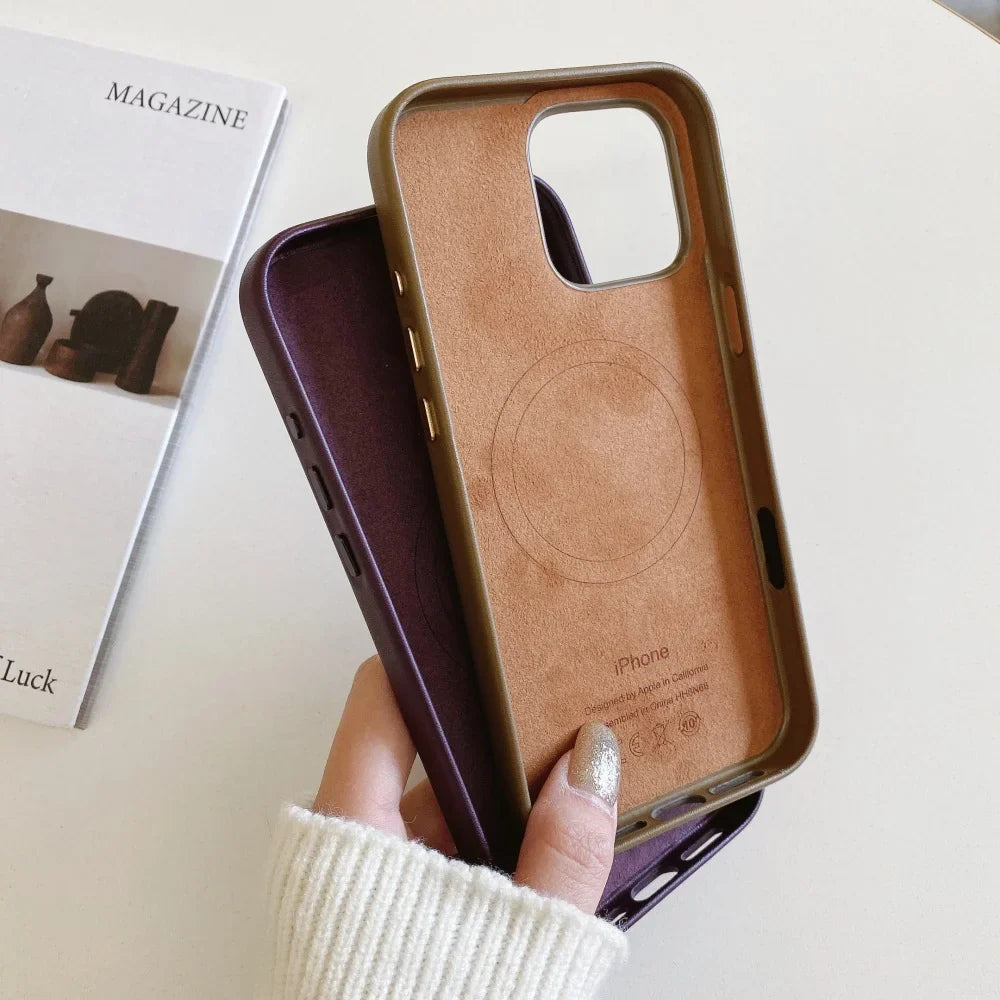Leather Apple Magsafe Magnetic Case for iPhone 16 Series