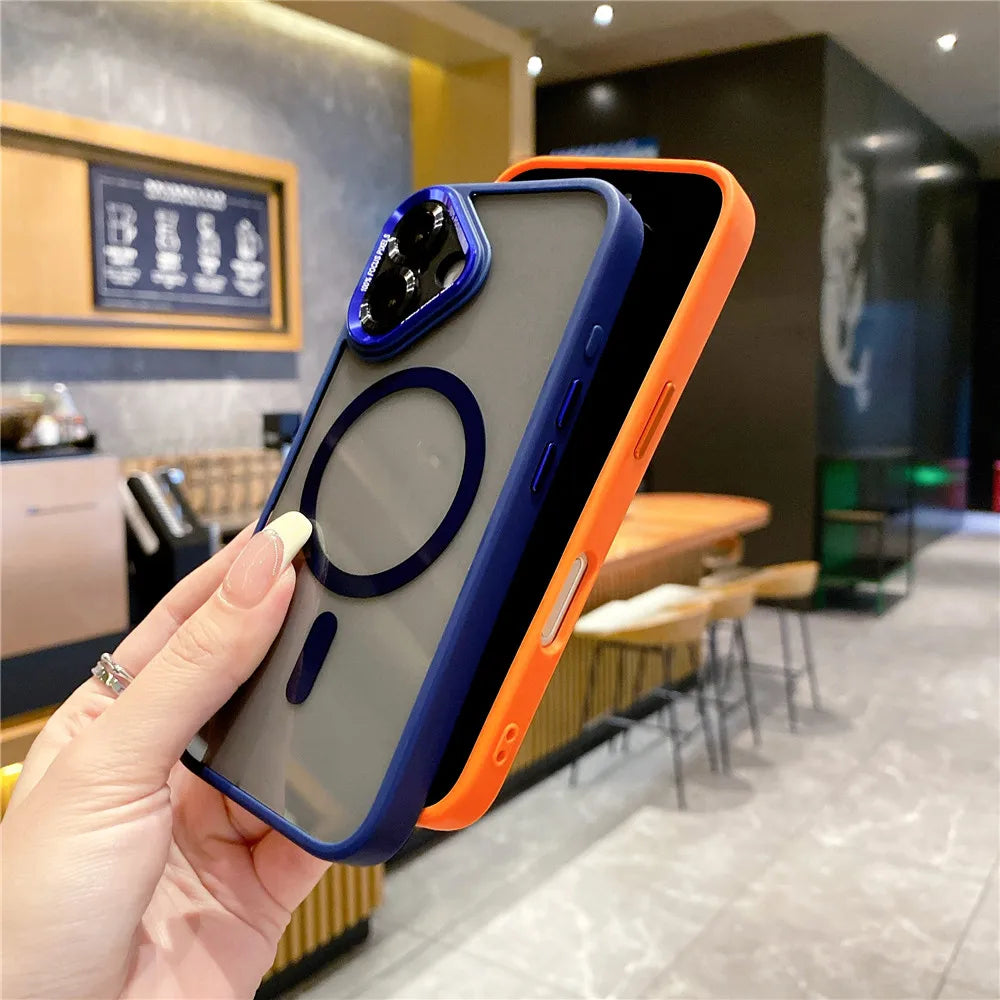 ACRYLIC HARD HEAVY-DUTY MAGNETIC TRANSPARENT CASE FOR IPHONE 16 15 14