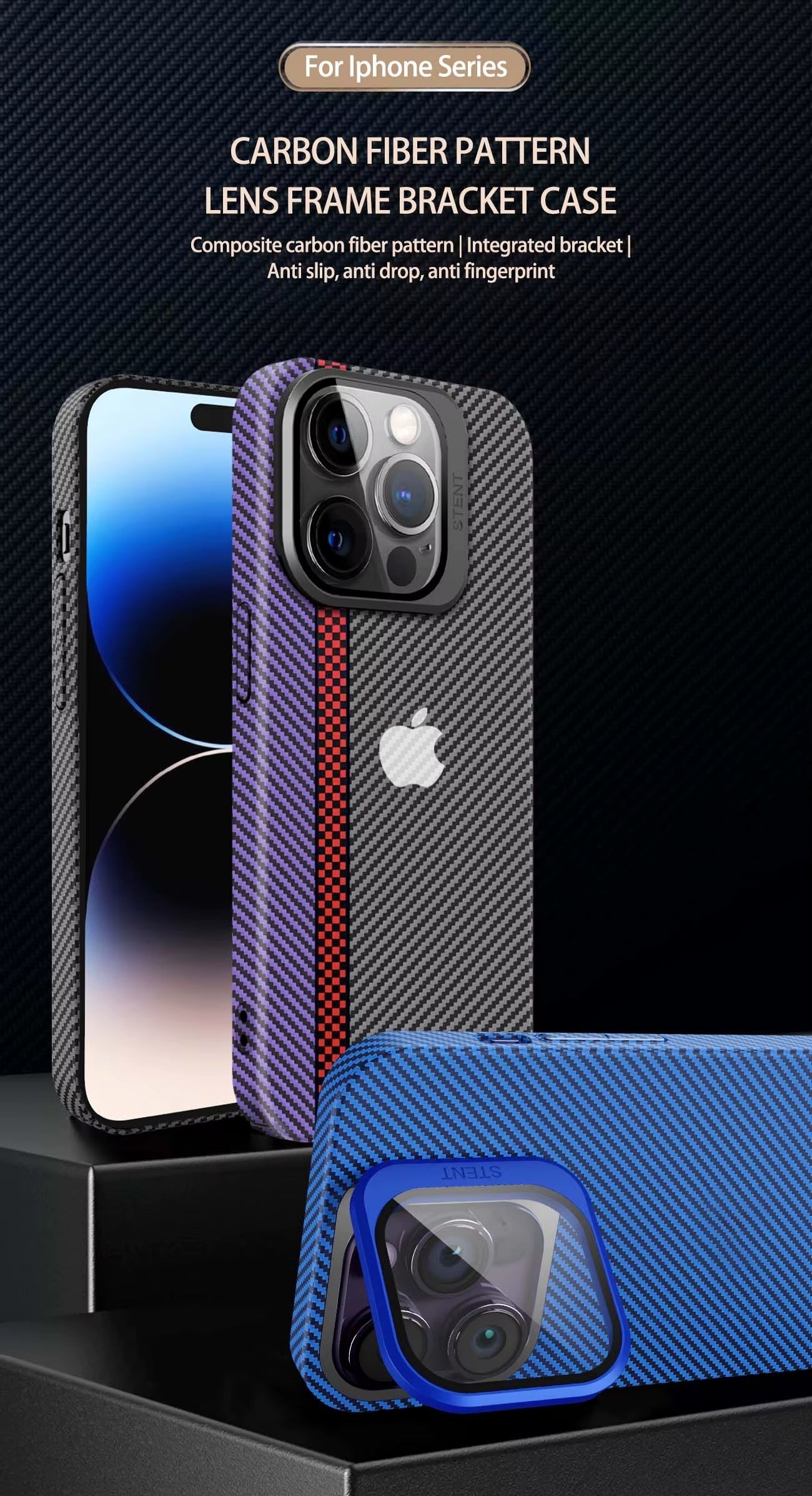 Magnetic Carbon Fiber Pattern Phone Case With Lens Protection For iPhone