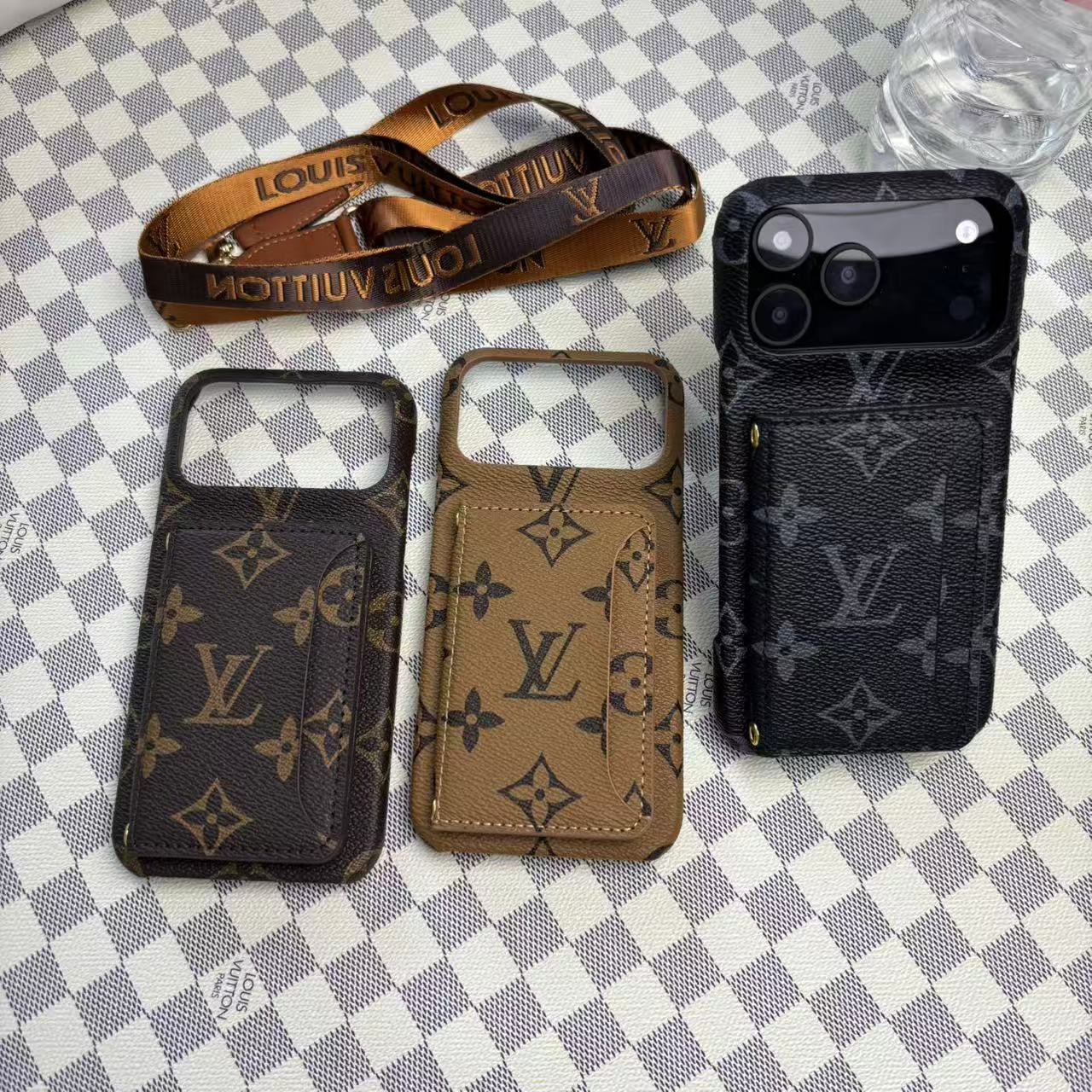 Monogram Leather Phone Case For iPhone 13-17