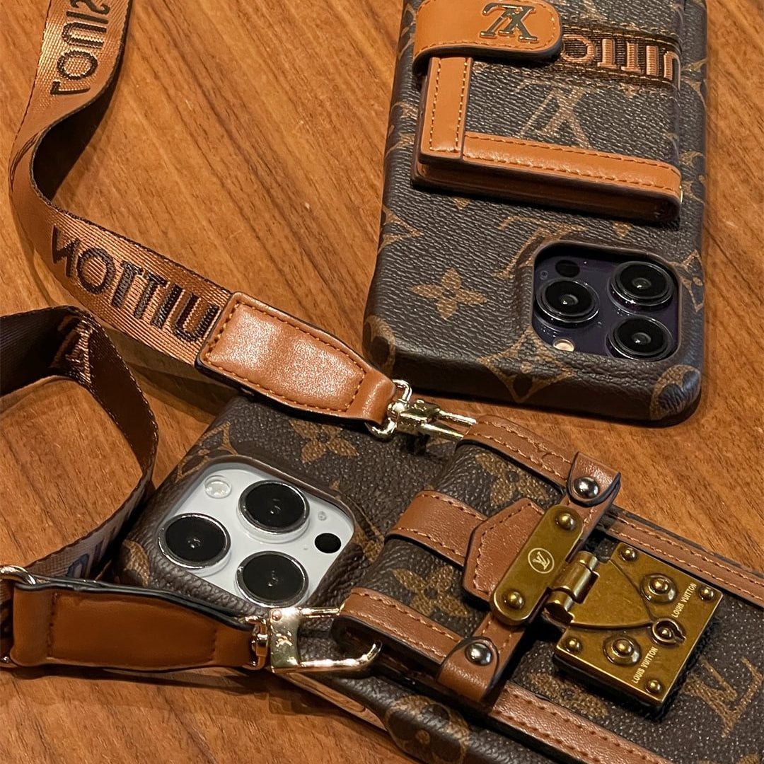 Canvas Leather Wallet Card Holder Crossbody iPhone Case theroxymob